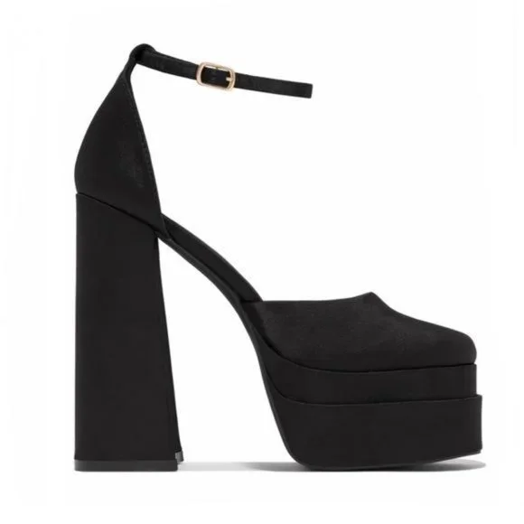 !! NEW !! Double Platform Block Ankle Strap Heels in Green - Picture 5 of 5